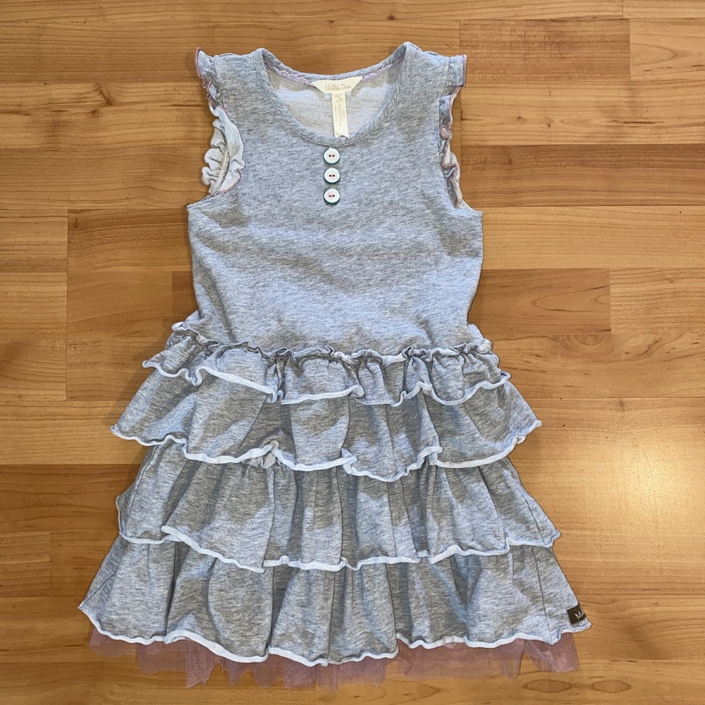 Matilda Jane Size 6 Once‎ Upon a Time Whiskers Gray Sweatshirt Ruffle Dress